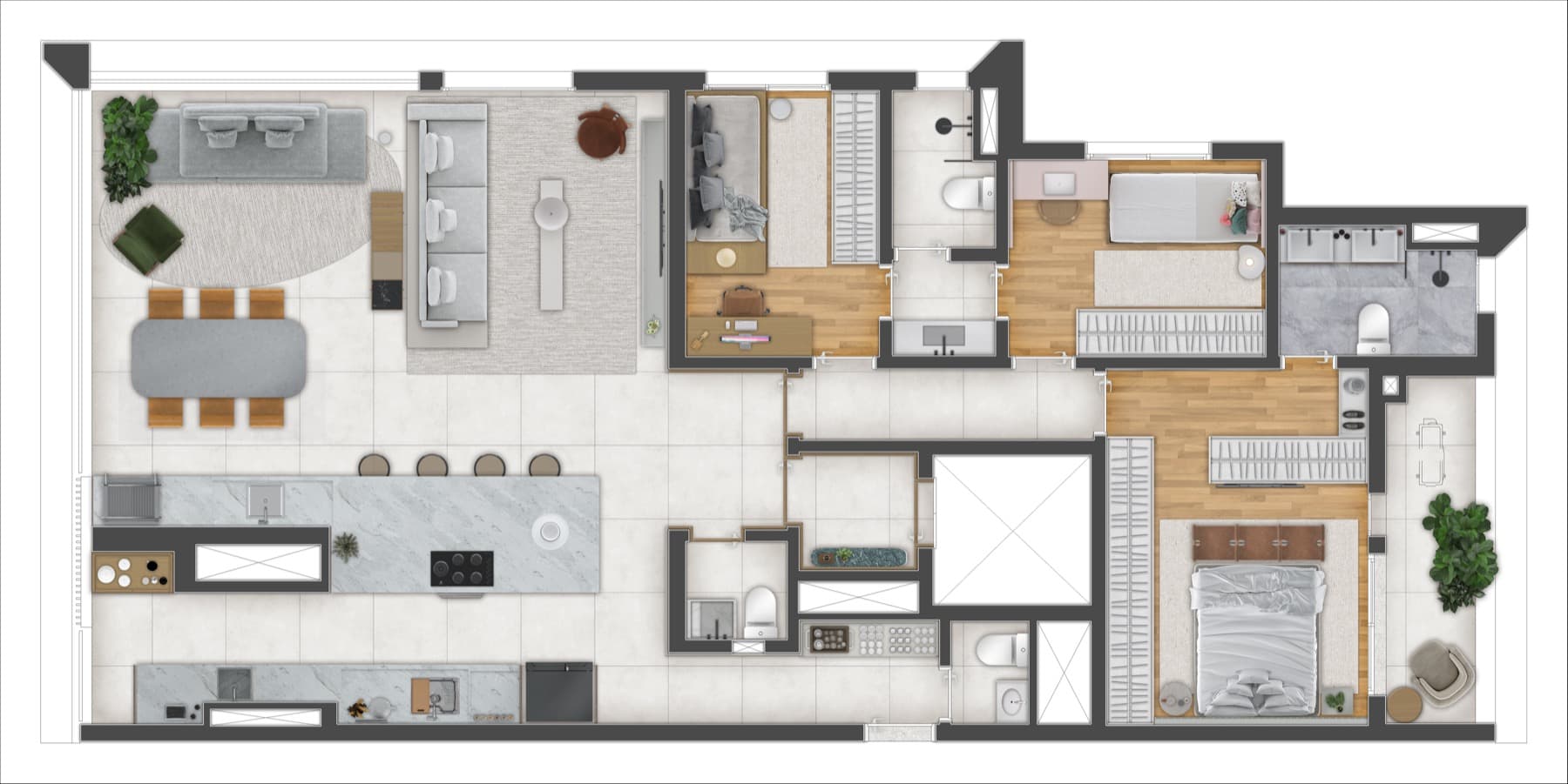 Planta do apartamento decorado do Axis Campo Belo (imagem ilustrativa)